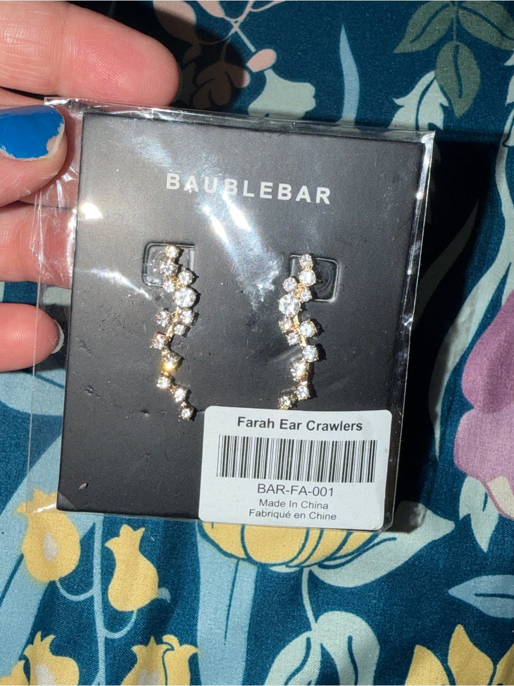 BaubleBar Gold and Clear Crystal Ear Crawlers